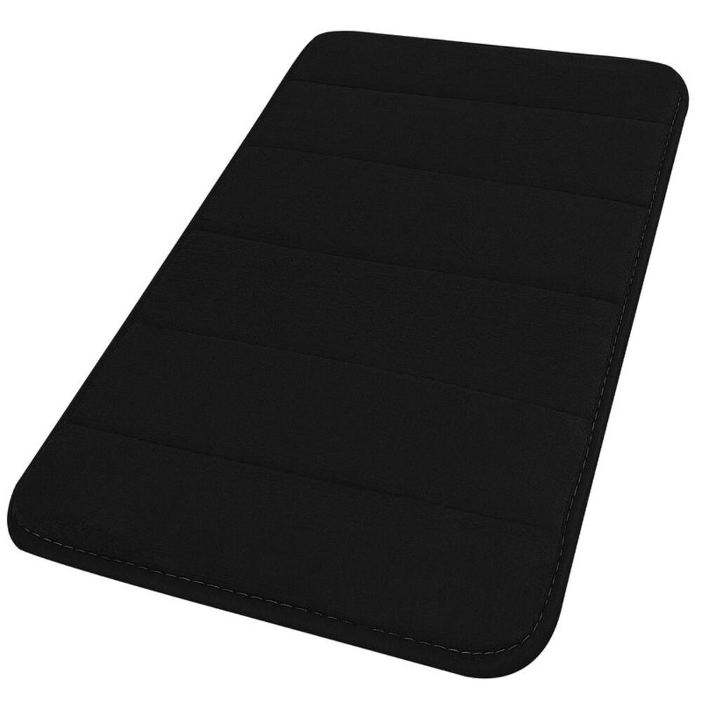 Velvet Memory Foam Bath Mat Soft Absorbent Bath Mat 24" x 16" Black